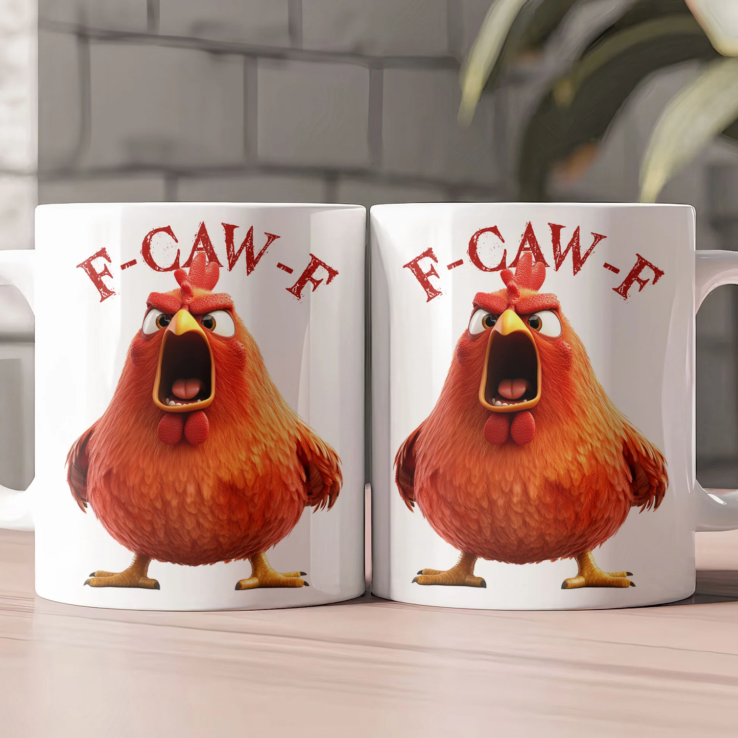 Angry Chicken Funny Mug F-Caw-F White Ceramic Coffee Cup, Perfect Gift for Friends & Coworkers