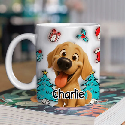 Adorable Dog Christmas White Ceramic Mug Festive Cartoon Style, Perfect Gift for Dog Lovers