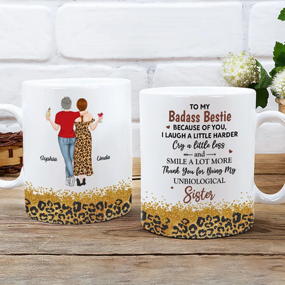 White Ceramic Mug for Best Friends Heartfelt Unbiological Sister Gift to Share Joy
