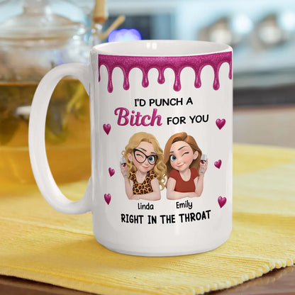 Personalized Bestie Ceramic Mug with Cute Illustrated Friends Fun Friendship Gift for Women