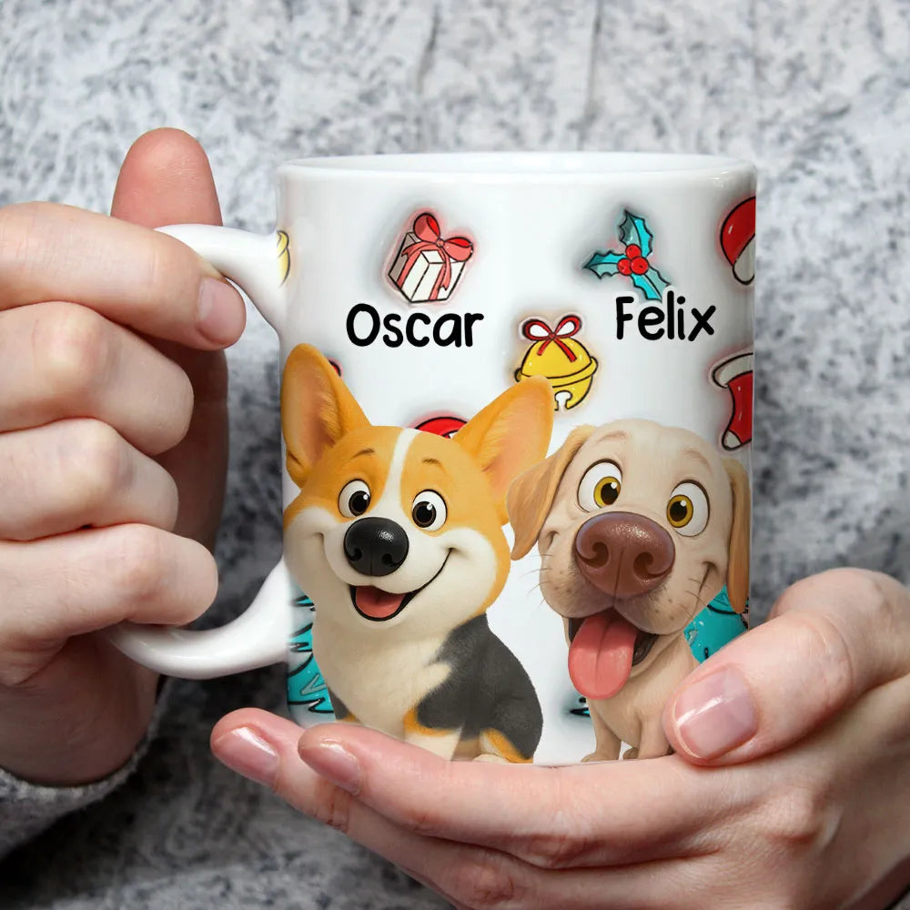 Adorable Dog Christmas White Ceramic Mug Festive Cartoon Style, Perfect Gift for Dog Lovers