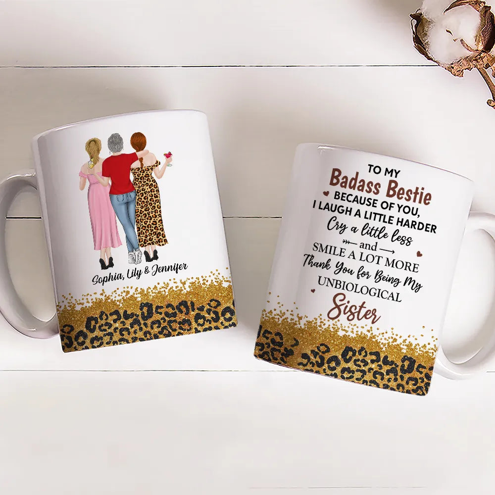 White Ceramic Mug for Best Friends Heartfelt Unbiological Sister Gift to Share Joy