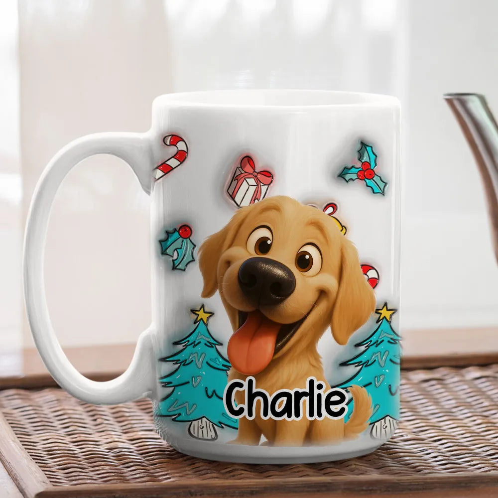Adorable Dog Christmas White Ceramic Mug Festive Cartoon Style, Perfect Gift for Dog Lovers