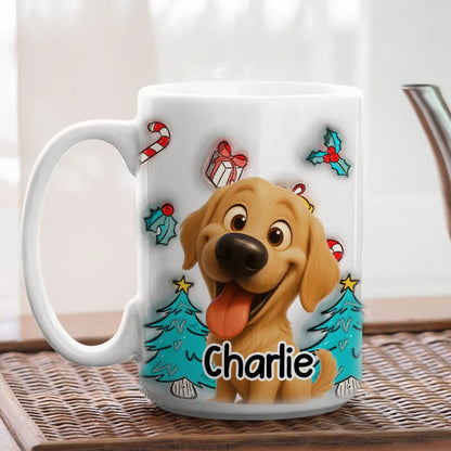 Adorable Dog Christmas White Ceramic Mug Festive Cartoon Style, Perfect Gift for Dog Lovers
