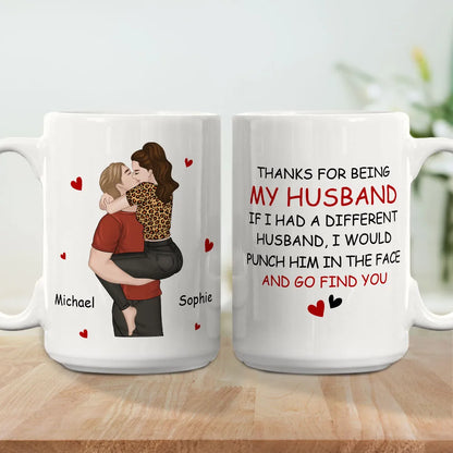 Funny Personalized Ceramic Mug Thanks For Being My Husband Sweet Romantic Couple Design Unique Gift for Wife or Husband