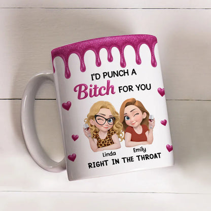 Personalized Bestie Ceramic Mug with Cute Illustrated Friends Fun Friendship Gift for Women