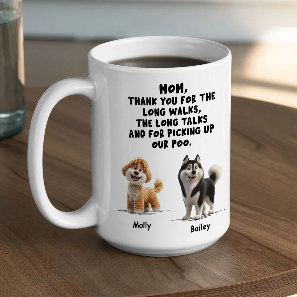 Personalized Dog Dad White Ceramic Mug with Funny Thank You Quote for Walks & Talks Unique Gift for Pet Dad