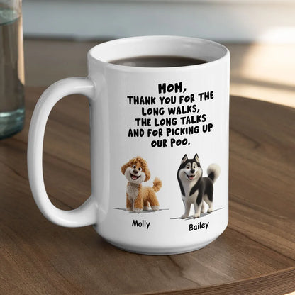 Personalized Dog Dad White Ceramic Mug with Funny Thank You Quote for Walks & Talks Unique Gift for Pet Dad