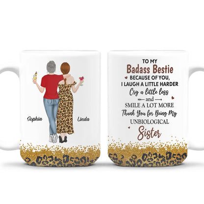 White Ceramic Mug for Best Friends Heartfelt Unbiological Sister Gift to Share Joy