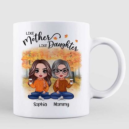 Fall Season Doll Mom And Daughters Personalized Mug