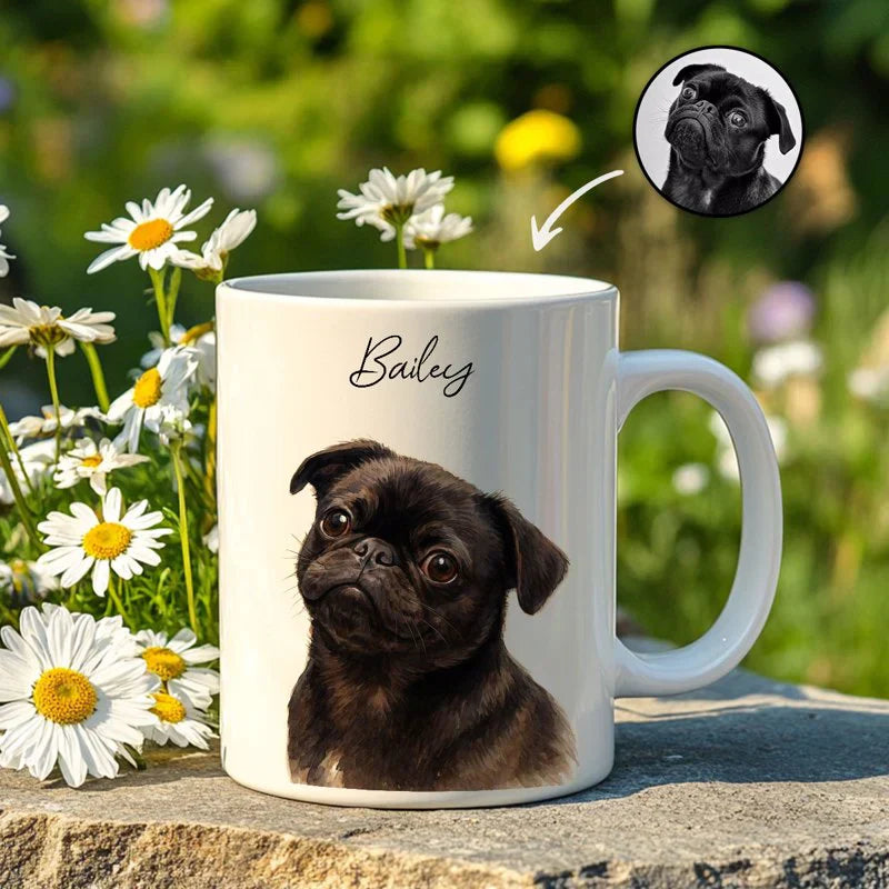 Custom Watercolor Pet Portrait Mug Perfect for Dog Lovers