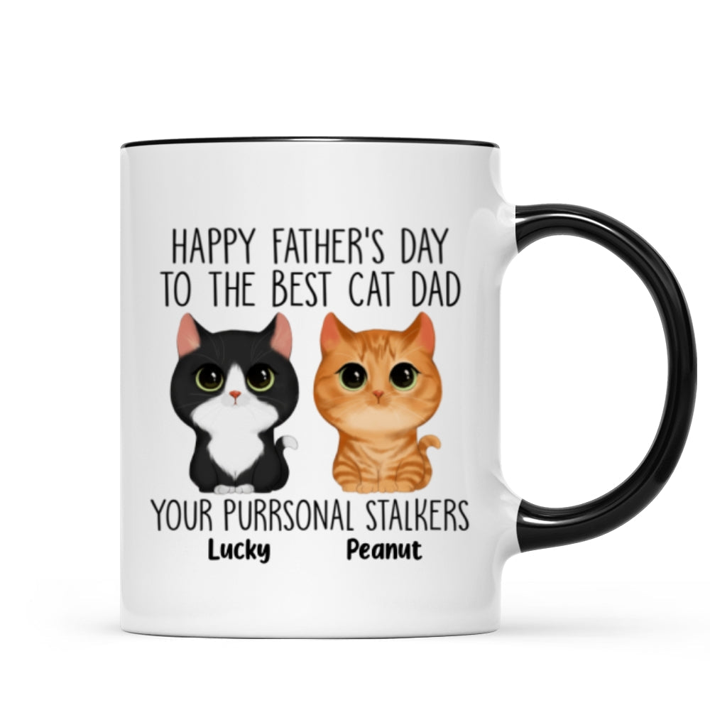 Happy Father's Day Good Morning Cat Dad From Watercolor Cute Cats Purrsonal Stalkers Personalized Mug
