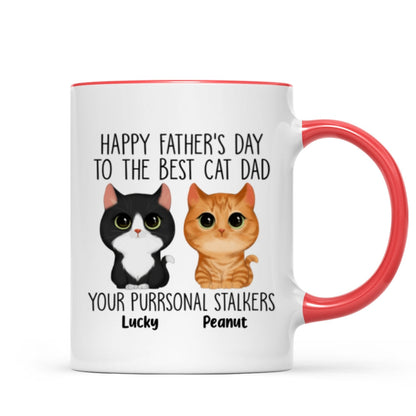 Happy Father's Day Good Morning Cat Dad From Watercolor Cute Cats Purrsonal Stalkers Personalized Mug