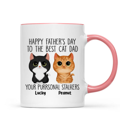 Happy Father's Day Good Morning Cat Dad From Watercolor Cute Cats Purrsonal Stalkers Personalized Mug