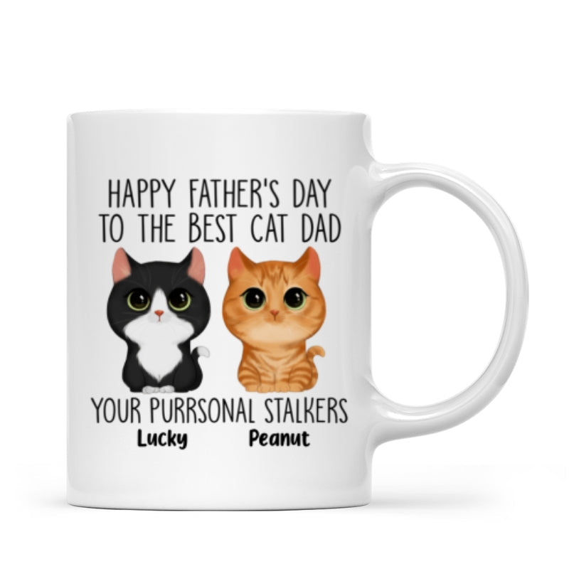 Happy Father's Day Good Morning Cat Dad From Watercolor Cute Cats Purrsonal Stalkers Personalized Mug