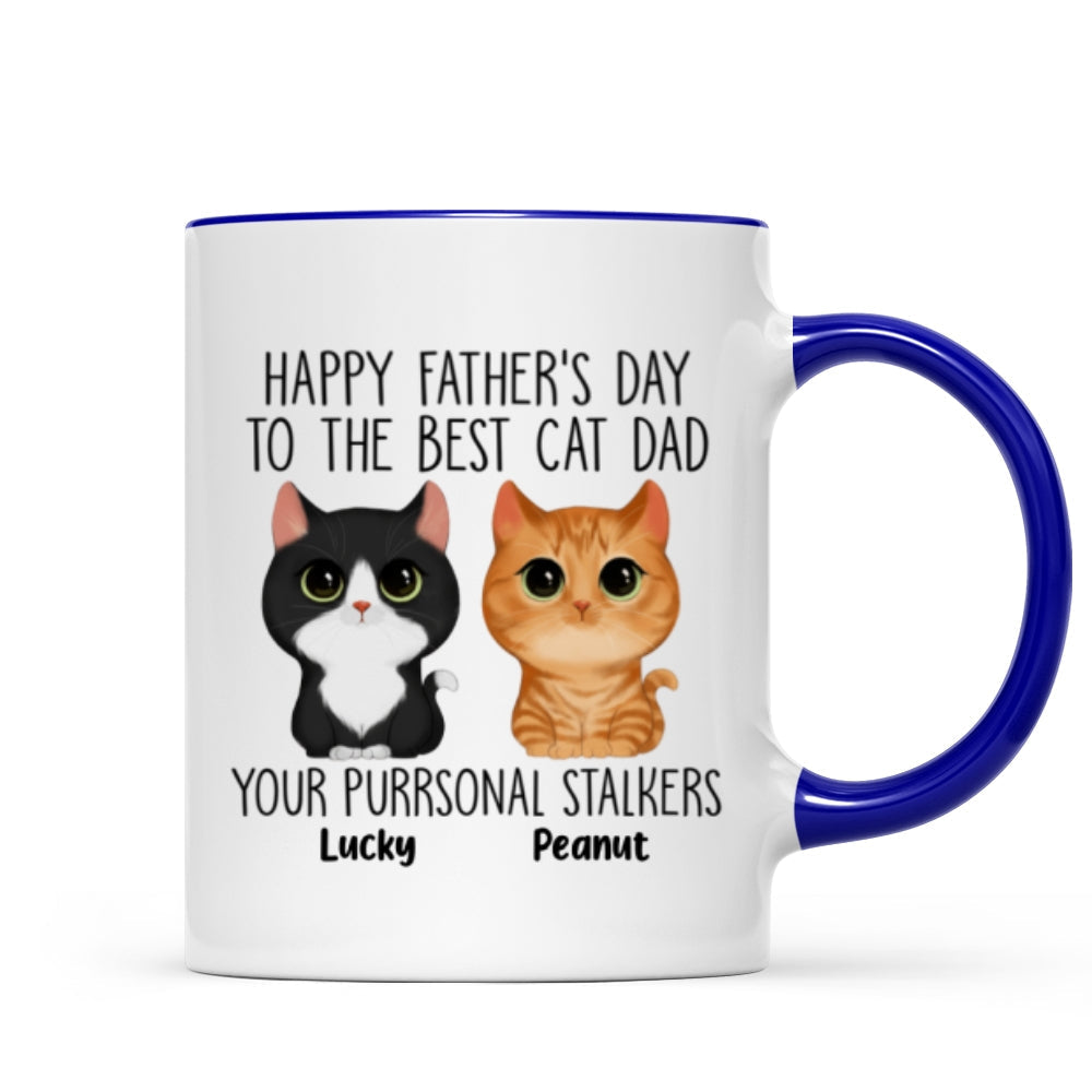 Happy Father's Day Good Morning Cat Dad From Watercolor Cute Cats Purrsonal Stalkers Personalized Mug