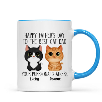 Happy Father's Day Good Morning Cat Dad From Watercolor Cute Cats Purrsonal Stalkers Personalized Mug