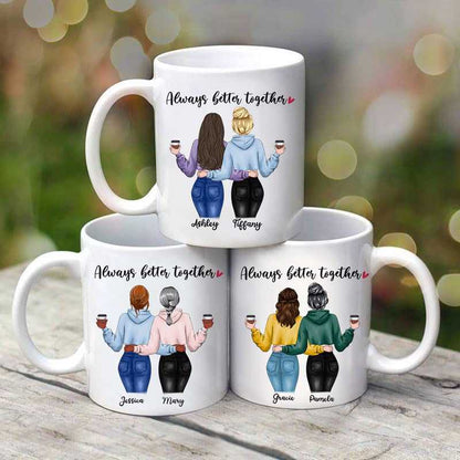Besties Modern Girls Back View Standing Personalized Mug