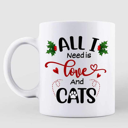 Cartoon Girl Loves Christmas And Cats Personalized AOP Coffee Mug