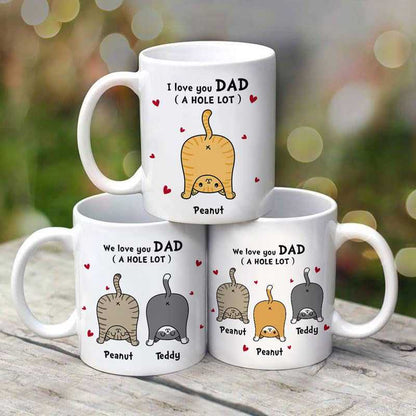 Cat Dad Love You A W-hole Lot Personalized Mug (7 - 15 Cats)