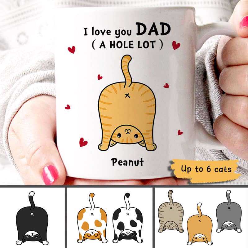 Cat Dad Love You A W-hole Lot Personalized Mug (7 - 15 Cats)