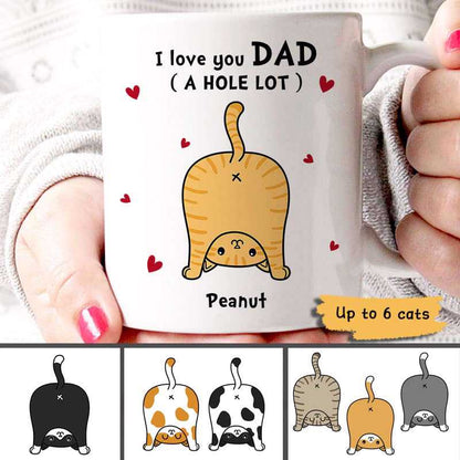 Cat Dad Love You A W-hole Lot Personalized Mug (7 - 15 Cats)
