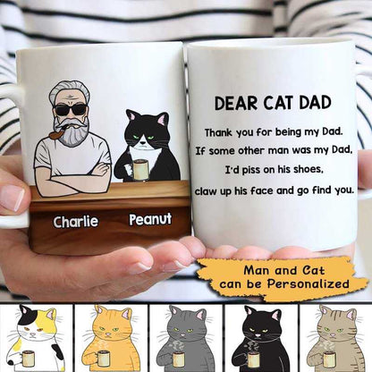 Dear Cat Dad Old Man Personalized AOP Mug