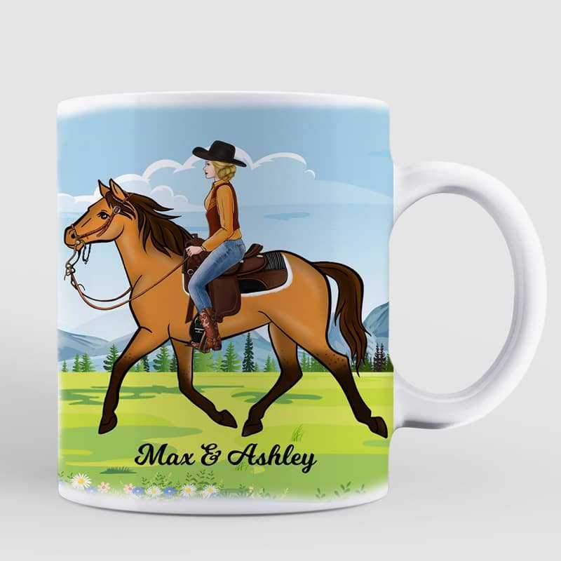 Girl And Her Horse Personalized AOP Coffee Mug