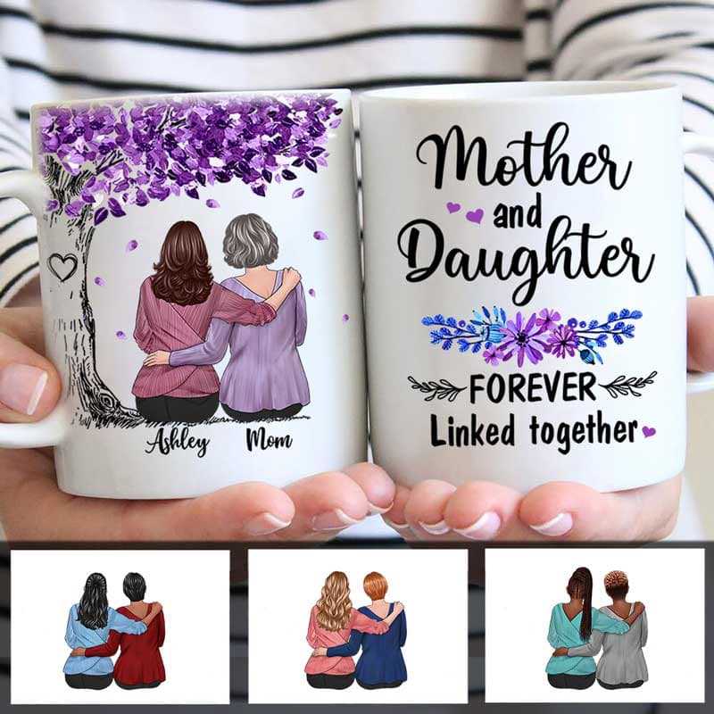 Mother And Daughter Sitting Under Purple Tree Personalized Mug