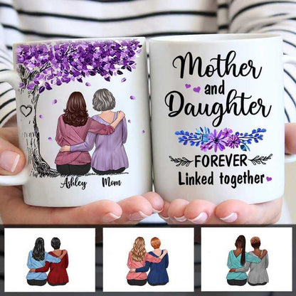 Mother And Daughter Sitting Under Purple Tree Personalized Mug