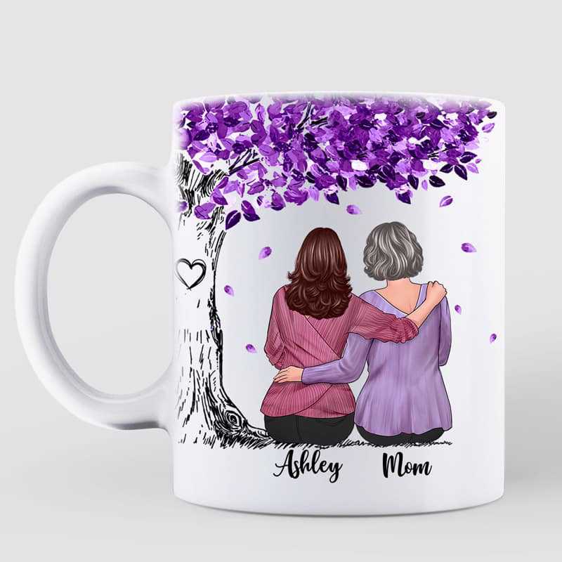 Mother And Daughter Sitting Under Purple Tree Personalized Mug