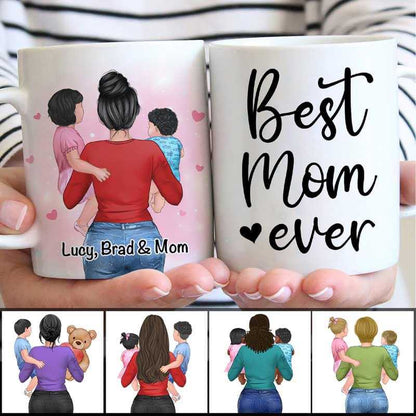 Mother's Day Mom Holding Her Kids Personalized Coffee Mug