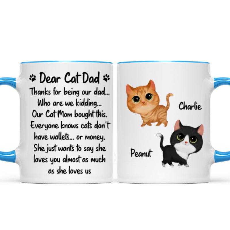 Our Cat Mom Bought This Father's Day Gift Watercolor Cute Cats Walking Personalized Mug