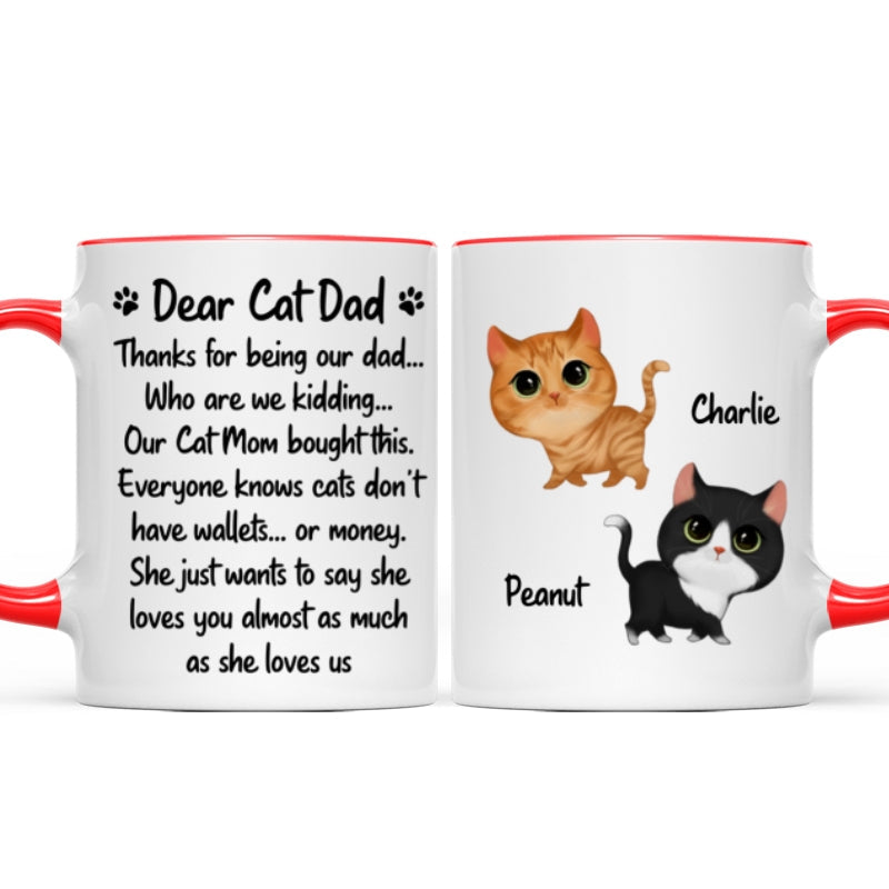 Our Cat Mom Bought This Father's Day Gift Watercolor Cute Cats Walking Personalized Mug
