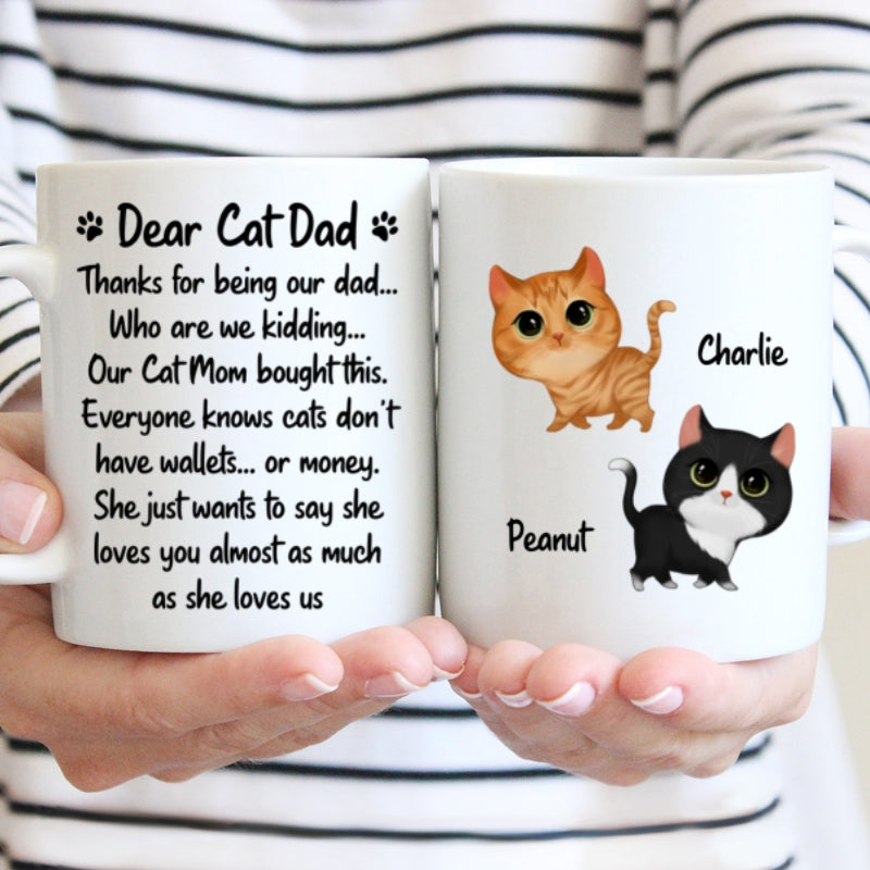 Our Cat Mom Bought This Father's Day Gift Watercolor Cute Cats Walking Personalized Mug