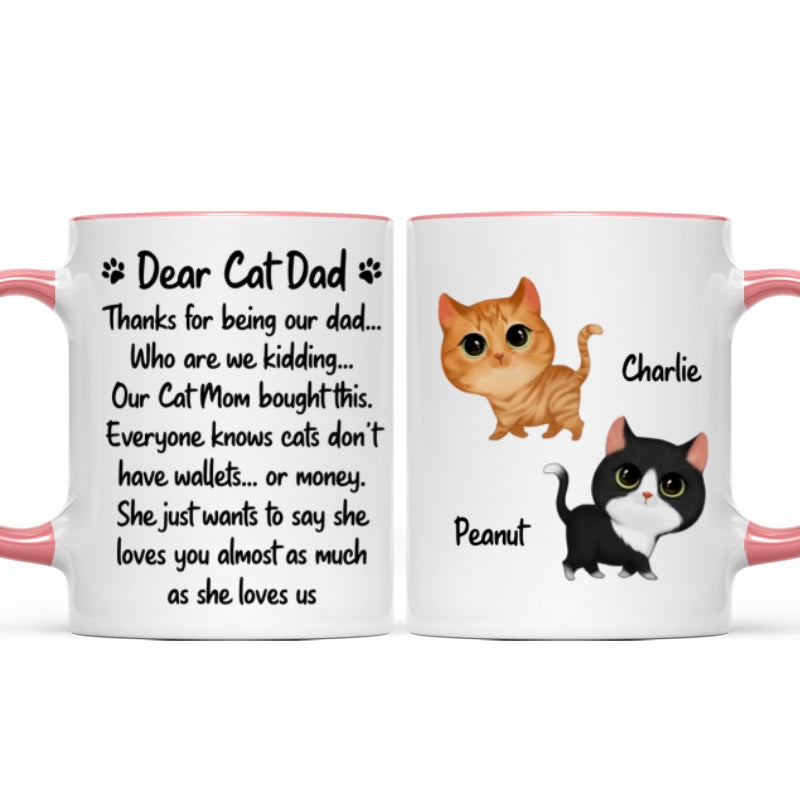 Our Cat Mom Bought This Father's Day Gift Watercolor Cute Cats Walking Personalized Mug