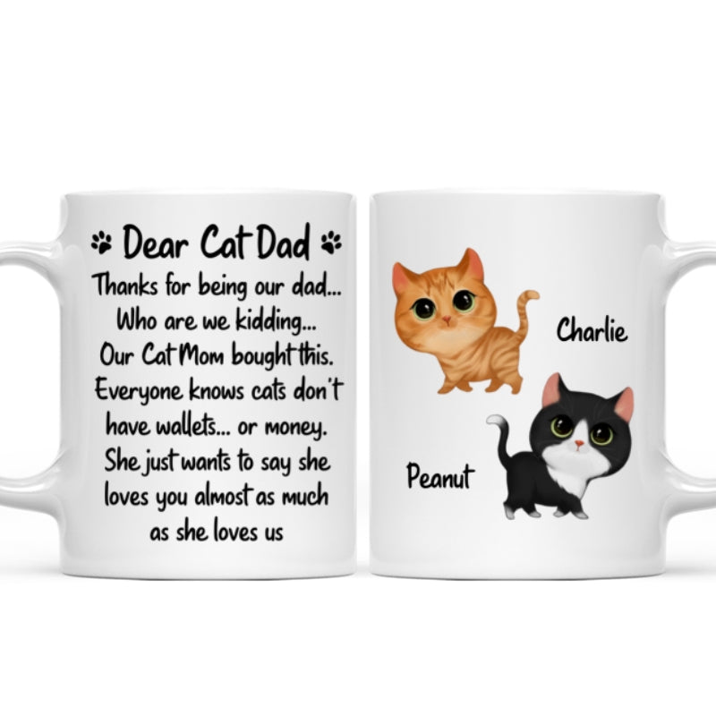 Our Cat Mom Bought This Father's Day Gift Watercolor Cute Cats Walking Personalized Mug