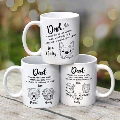 Thank You Dog Dad Dog Head Outline Personalized Mug