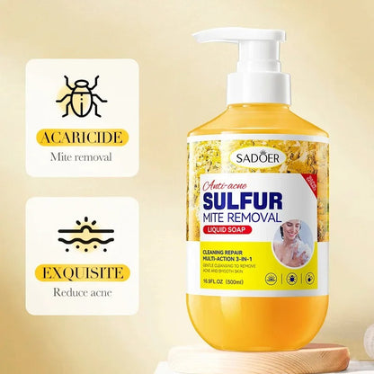 500Ml Deep Cleansing Sulfur Body Wash Mite Removal & Skin Treatment