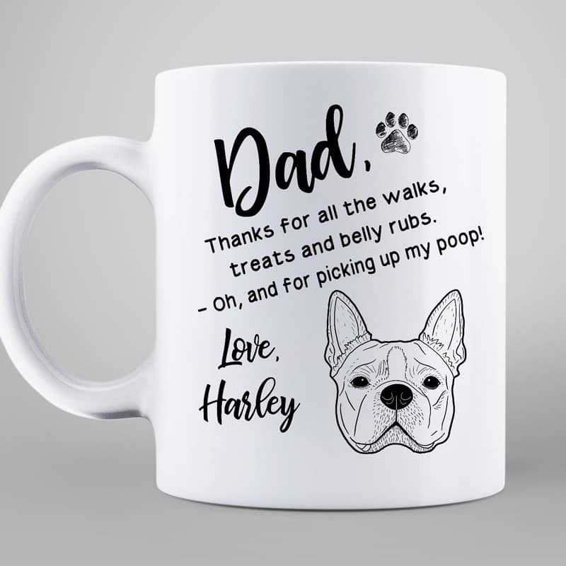 Thank You Dog Dad Dog Head Outline Personalized Mug