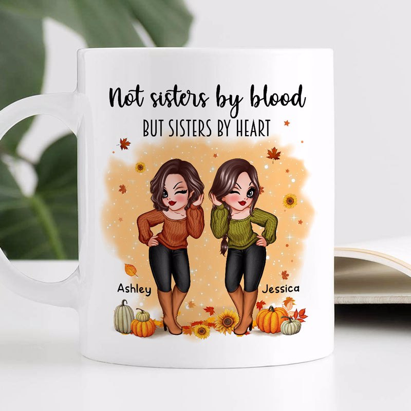Fall Season Pretty Best Friends Sisters Personalized Mug (11oz)