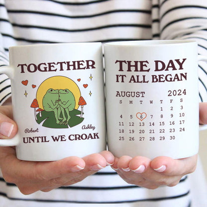 Until We Croak Together Frog Couple Anniversary Calendar Keepsake Personalized Mug