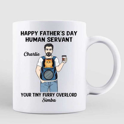 Happy Father's Day Human Servant Cat Dad Personalized Mug