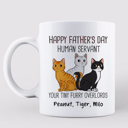Cute Sitting Cats Happy Father's Day Human Servant Personalized Mug
