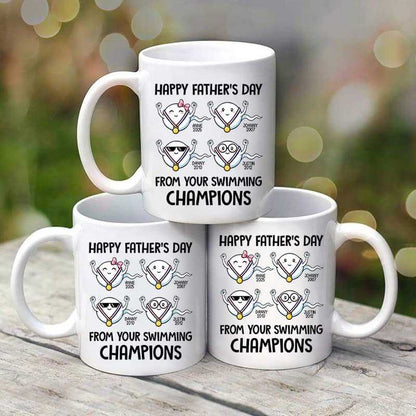 Happy Father's Day Gift From Swimming Champions Little Cute Kids Personalized Mug