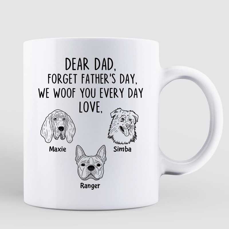 Forget Father's Day Dog Dad Dog Head Outline Personalized Mug