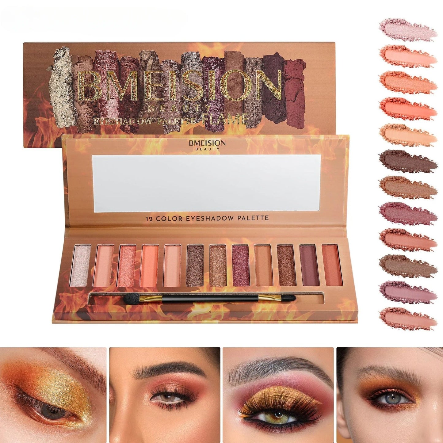 Bmeision Flame Eyeshadow Earthy Pearlescent Shades For Bold & Shimmering Eye Looks