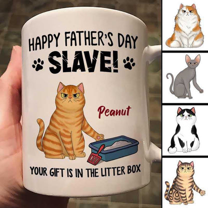 Happy Father's Day Gift In Litter Box Cats Personalized Mug