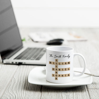 Custom Text Create Your Own Crossword Puzzle Gift For Family Friends Personalized Mug