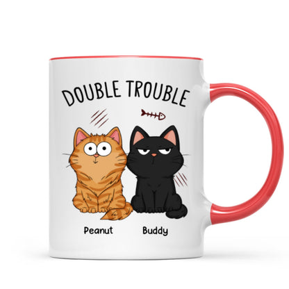 Double Trouble Funny Cat Expressions Gift For Cat Lover Personalized Mug
